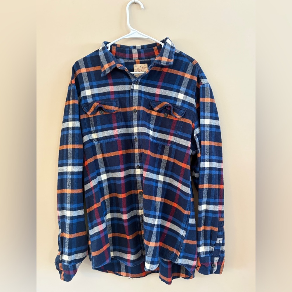 American Eagle Heritage Long Sleeve Multicolor Plaid Cotton Flannel Shirt Top